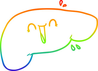Obraz premium rainbow gradient line drawing of a cartoon liver