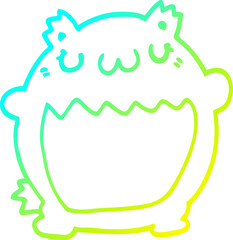 cold gradient line drawing of a cartoon bear