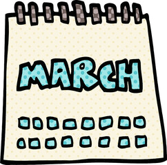 cartoon doodle calendar showing month of march - obrazy, fototapety, plakaty