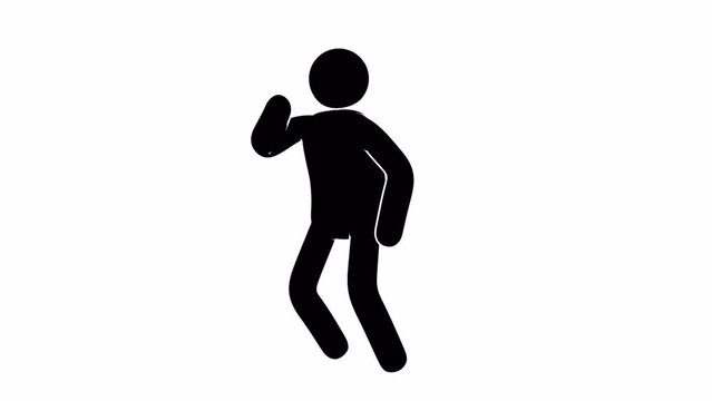 Pictogram man - cutting throat gesture. Taunt gesture - icon man. Violence harassment. Abuse aggression. Animation with alpha channel