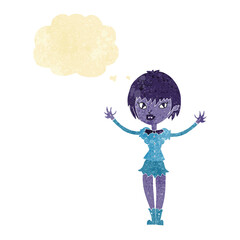 cartoon vampire girl with thought bubble