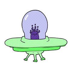 freehand drawn cartoon flying saucer