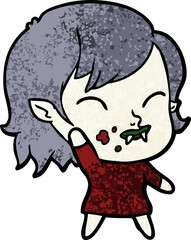 cartoon vampire girl with blood on cheek