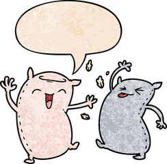 cartoon pillows with speech bubble in retro texture style