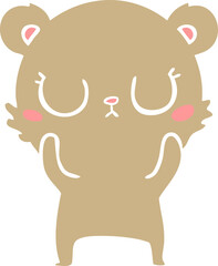 peaceful flat color style cartoon bear