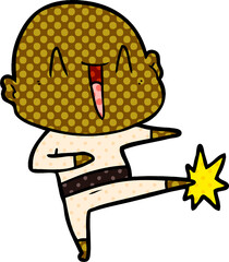 happy cartoon bald man