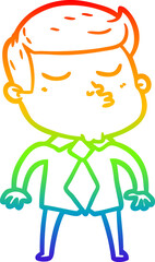 rainbow gradient line drawing of a cartoon model guy pouting
