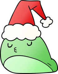 hand drawn christmas gradient cartoon of kawaii slug