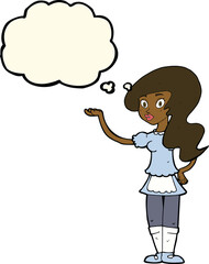 cartoon waitress with thought bubble