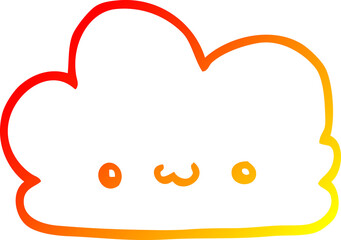 warm gradient line drawing of a cute cartoon cloud
