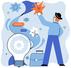 Business automation vector illustration. Business automation orchestrates symphony digital progress Technology is engine driving wheels automated success Smart engineering constructs foundation