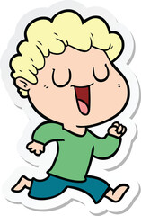 sticker of a laughing cartoon man