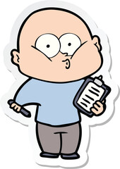 sticker of a cartoon bald man staring