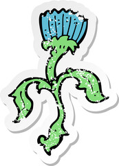 retro distressed sticker of a cartoon flower
