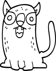 line drawing cartoon funny cat