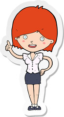 sticker of a cartoon woman with idea