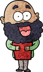 cartoon crazy happy man with beard and book