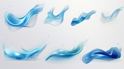 Elegant Transparent Waves and Melted Splashes with Dynamic Motion - Abstract Liquid Design for Artistic Backgrounds, Capturing the Beauty of Freshness and Purity in Aquatic Textures.