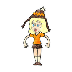 cartoon woman wearing hat