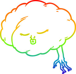 rainbow gradient line drawing of a cartoon brain