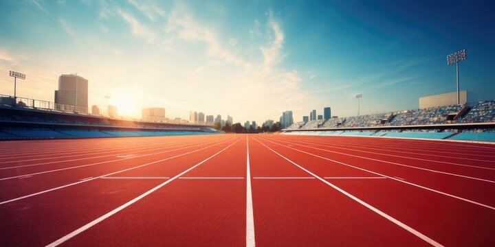 Miles of running track with stadium background