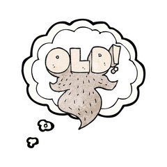 freehand drawn thought bubble textured cartoon old sign