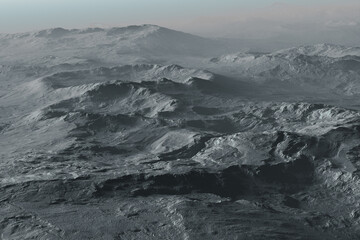 High-Resolution Simulated Monochrome Lunar Terrain with Detailed Texturing