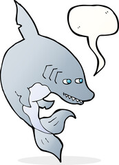 funny cartoon shark with speech bubble