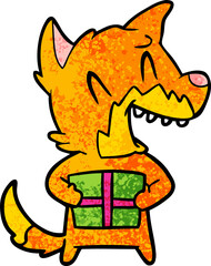 laughing christmas fox cartoon