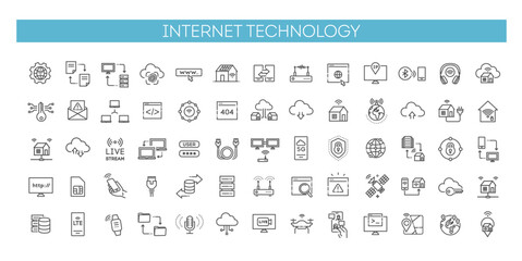 Fototapeta na wymiar Linear Style internet technology Icons
