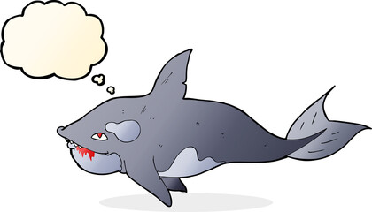 cartoon killer whale with thought bubble