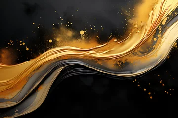Rolgordijnen Golden Wave Abstract Background © DavoeAnimation