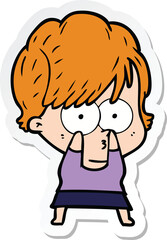 sticker of a cartoon woman
