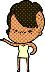 cartoon annoyed hipster girl