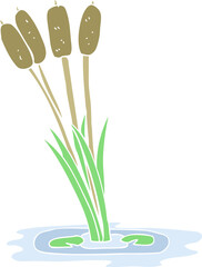 flat color illustration of reeds - obrazy, fototapety, plakaty