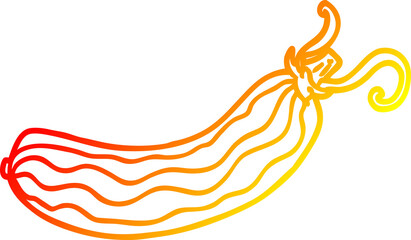 warm gradient line drawing of a cartoon cucumber