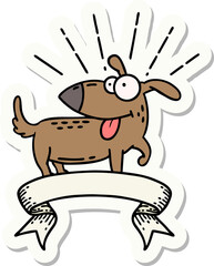 sticker of a tattoo style happy dog