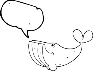 freehand drawn speech bubble cartoon happy whale