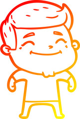 warm gradient line drawing of a happy cartoon man