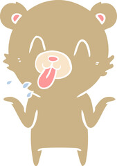 rude flat color style cartoon bear