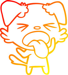 warm gradient line drawing of a cartoon disgusted dog