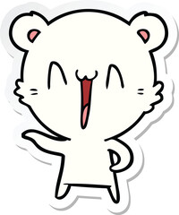 sticker of a laughing polar bear cartoon