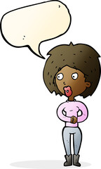 cartoon surprised woman with speech bubble