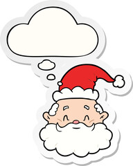 cartoon santa claus with thought bubble as a printed sticker