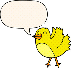 cartoon bird with speech bubble in comic book style