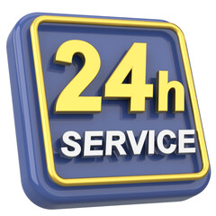 24 hours icon. Open all day. 3D illustration.