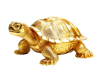 Fototapeta premium lucky turtle concept Belief in longevity. Turtles made of gold are believed to bring longevity on white background