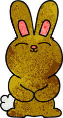 hand drawn quirky cartoon rabbit