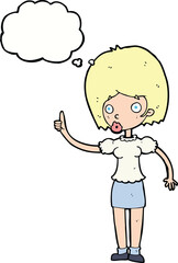 cartoon woman with idea with thought bubble