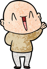 happy cartoon bald man